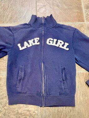 ~~Lake Girl Hoodie Woman’s XS Full Zip EMBROIDERED Navy Blue